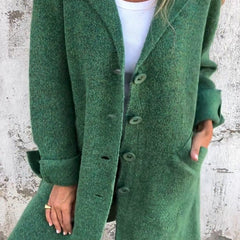 Evadne Relaxed Longline Lapel Coat in Green