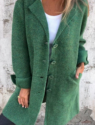 Evadne Relaxed Longline Lapel Coat in Green