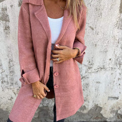 Evadne Relaxed Longline Lapel Coat in Pink