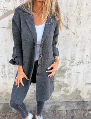Evadne Relaxed Longline Lapel Coat in Gray