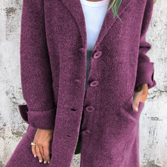 Evadne Relaxed Longline Lapel Coat in Purple