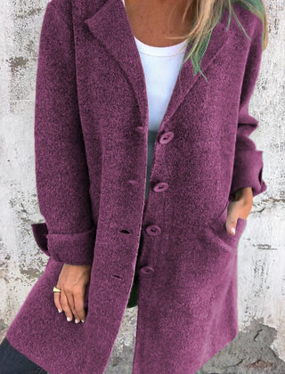 Evadne Relaxed Longline Lapel Coat in Purple