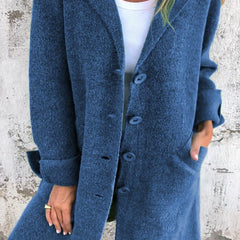 Evadne Relaxed Longline Lapel Coat in Blue