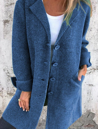 Evadne Relaxed Longline Lapel Coat in Blue