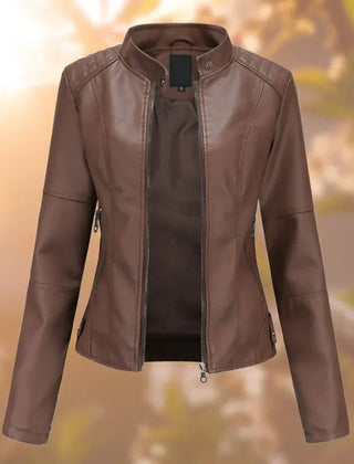 Romilly Slim-Fit Zip-Up Moto Jacket in Dark Brown