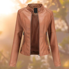 Romilly Slim-Fit Zip-Up Moto Jacket in Brown