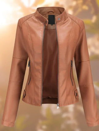 Romilly Slim-Fit Zip-Up Moto Jacket in Brown