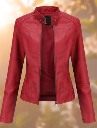Romilly Slim-Fit Zip-Up Moto Jacket in Red