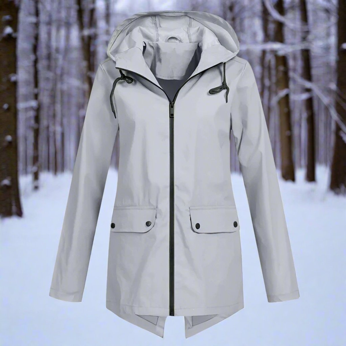 Sunniva Hooded Longline Zip-Up Jacket