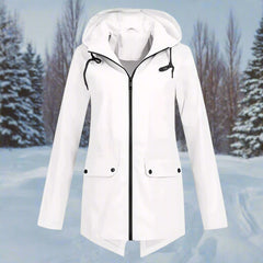 Sunniva Hooded Longline Zip-Up Jacket in White