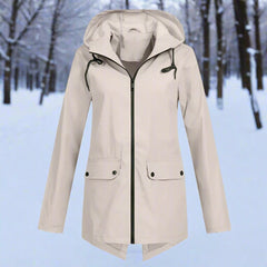 Sunniva Hooded Longline Zip-Up Jacket in Apricot
